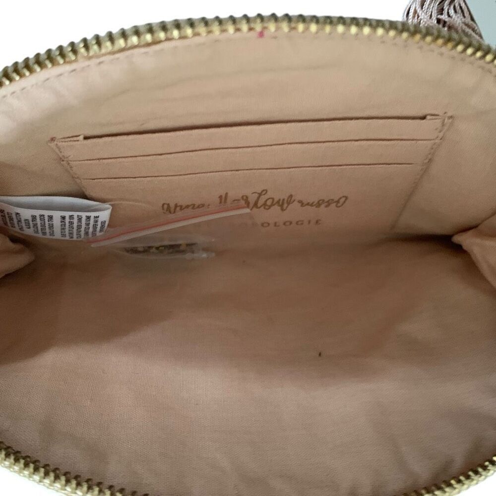 Anthropologie Embroidered Monogram Initial Clutch - Tan Floral Boho Style - Picture 3 of 3